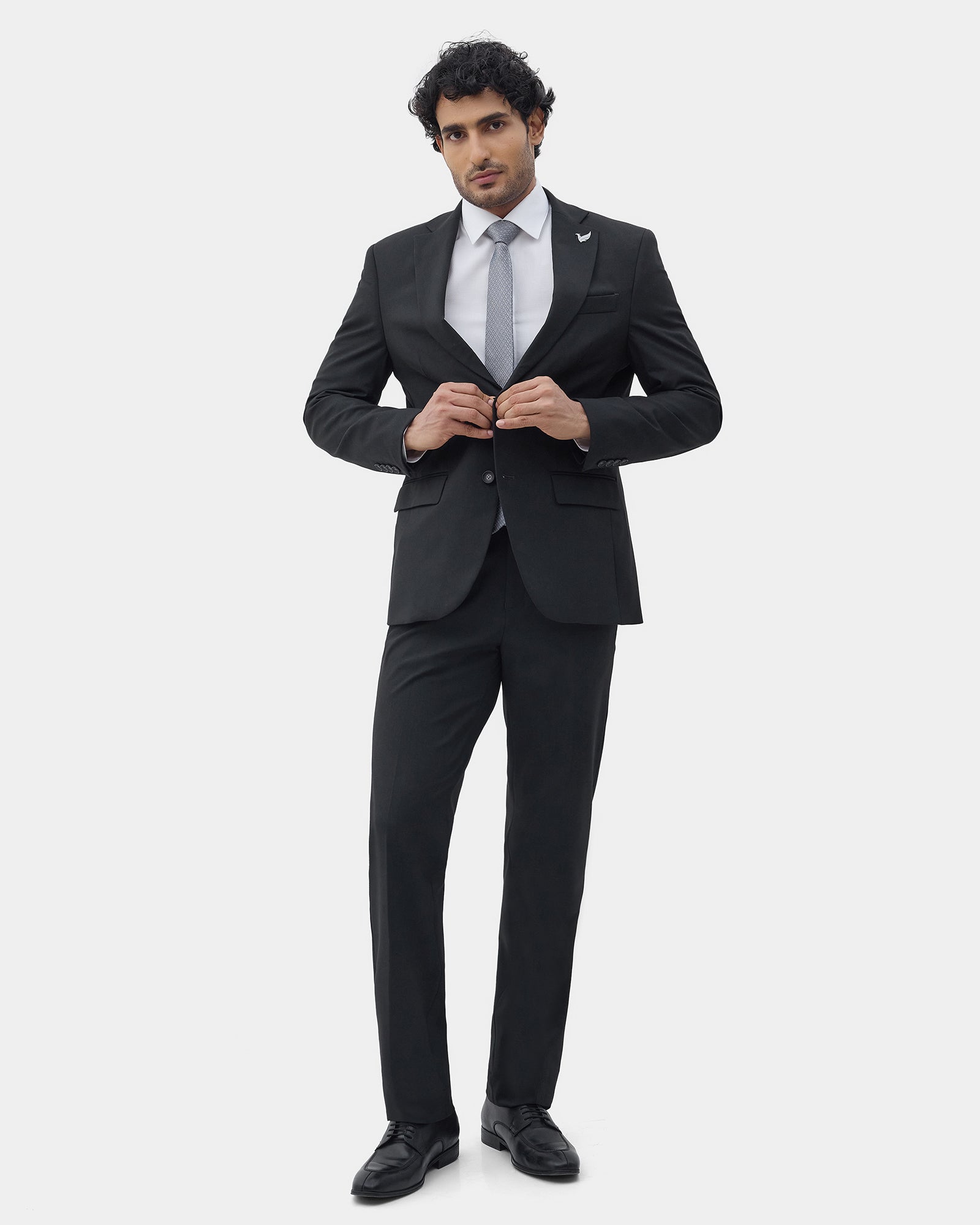 Charcoal Grey Two Piece Solid Suit - Overon
