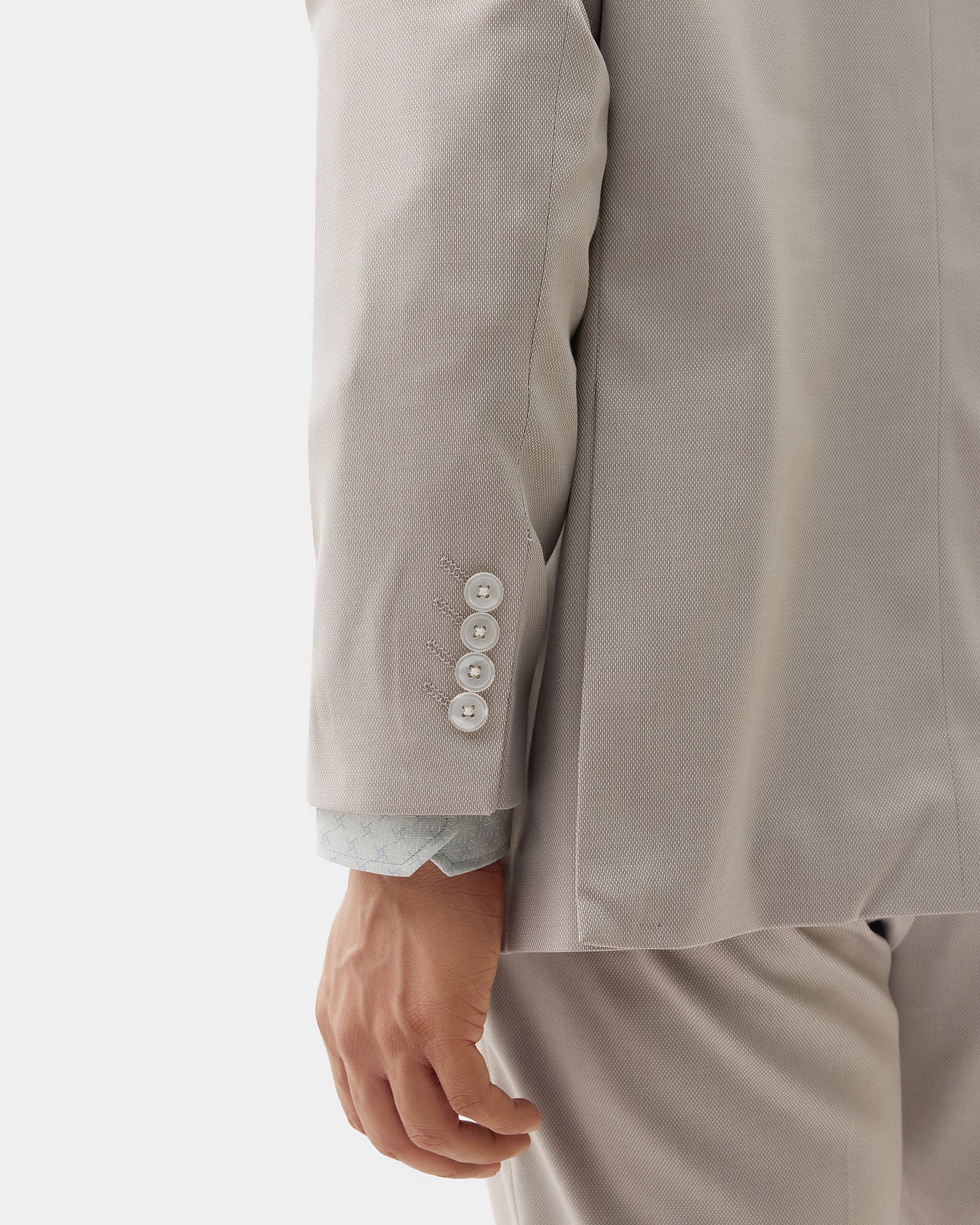 Beige Three Piece Textured Suit - Amster