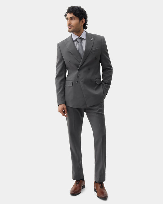 Grey Two Piece Textured Suit - Elvin