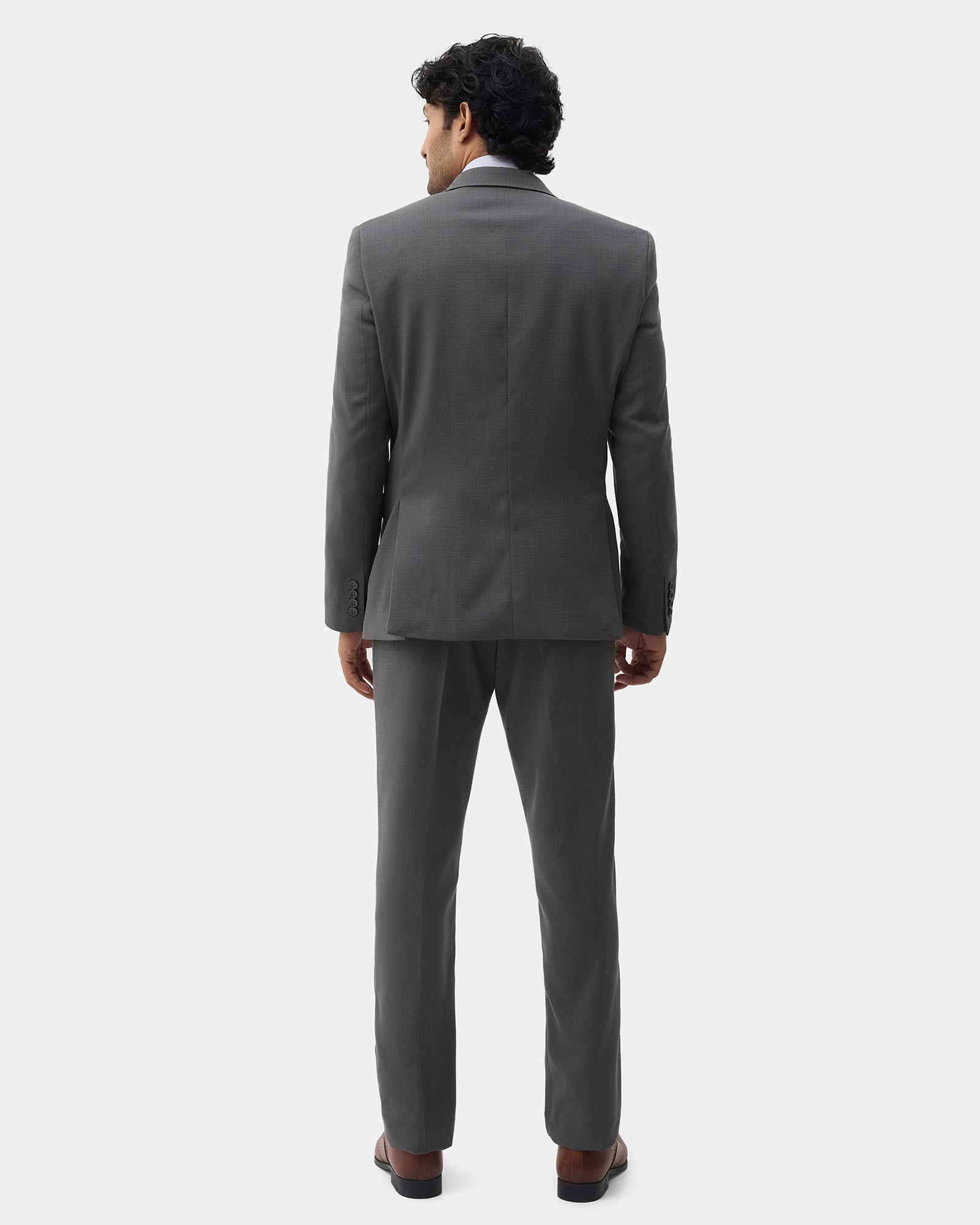 Grey Two Piece Textured Suit - Elvin