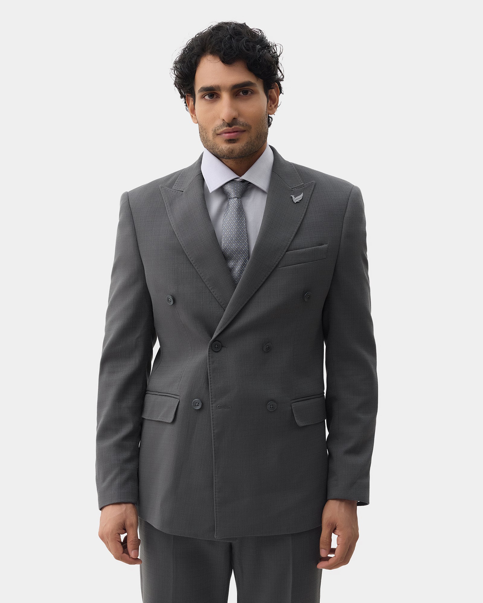 Grey Two Piece Textured Suit - Elvin
