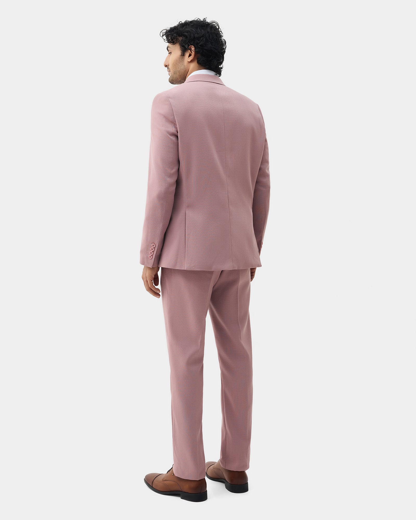 Dusty Pink Two Piece Textured Suit - Elvin