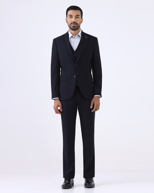 Navy Three Piece Solid Suit - Zelm