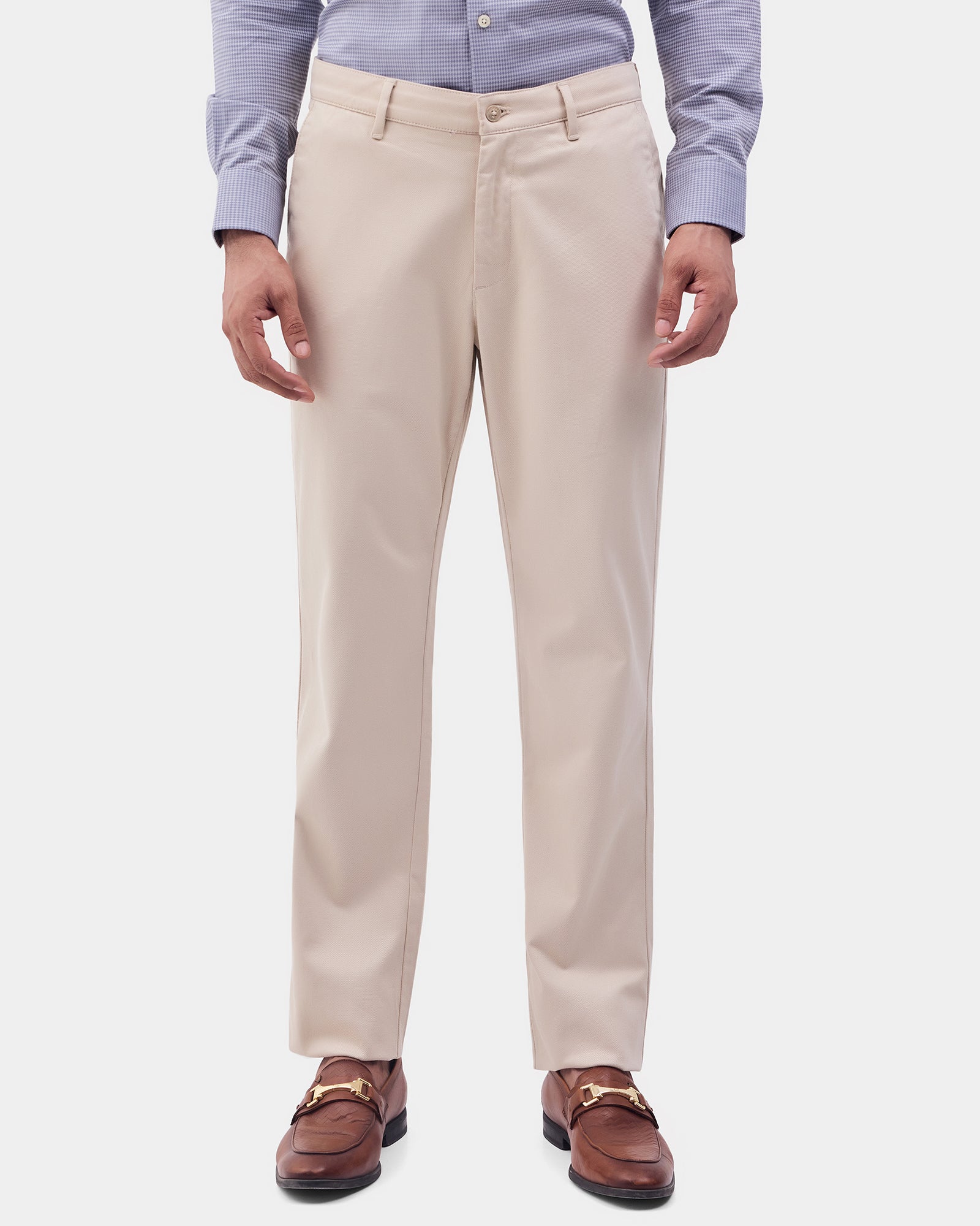 Cream Textured Khakis - Monta