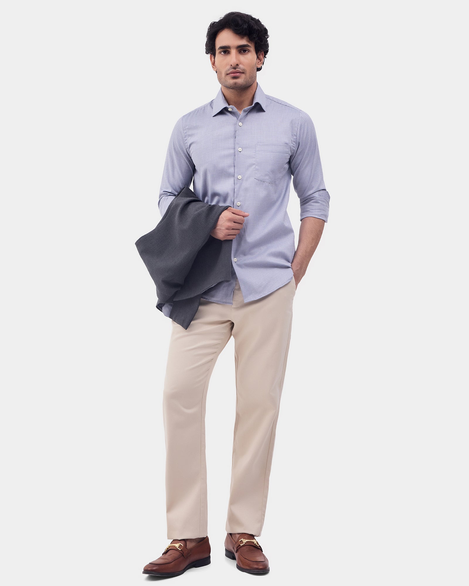Cream Textured Khakis - Monta