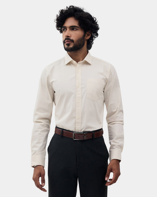 Cream Solid Shirt - Lujo