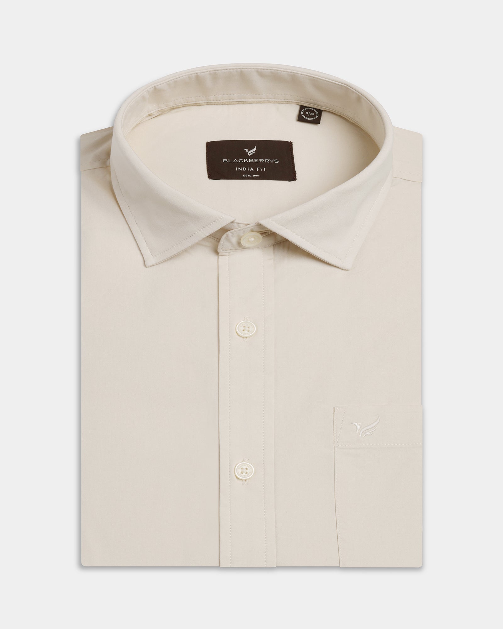 Cream Solid Shirt - Lujo