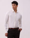 Cream Linen Solid Shirt - Kaden