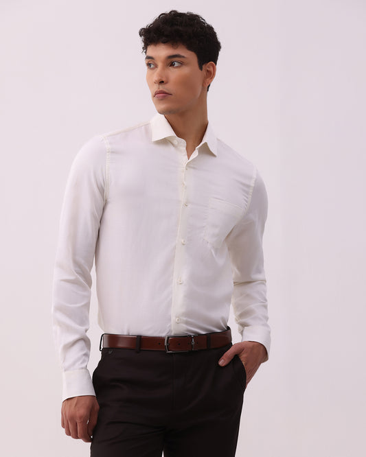 Cream Linen Solid Shirt - Kaden