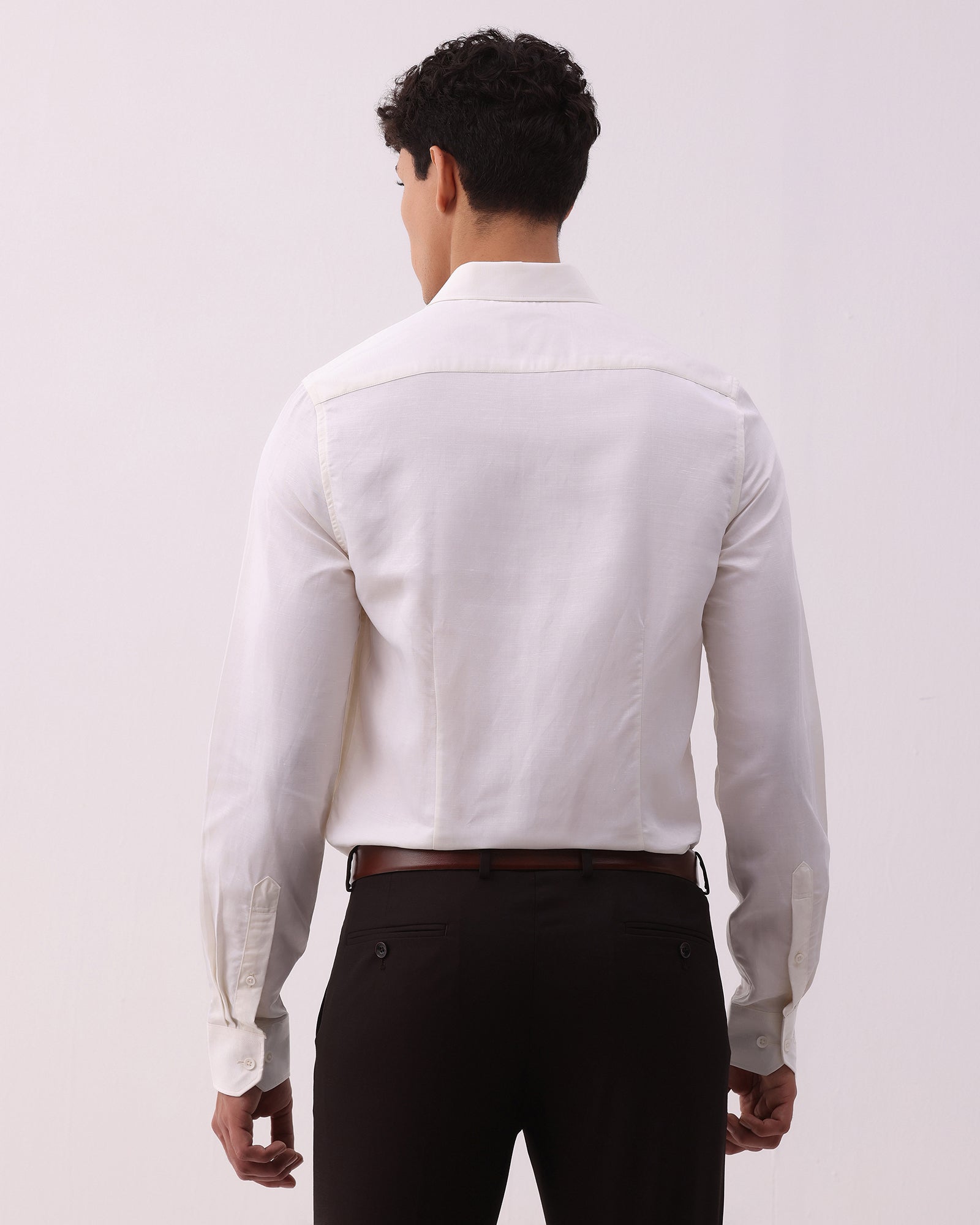 Cream Linen Solid Shirt - Kaden