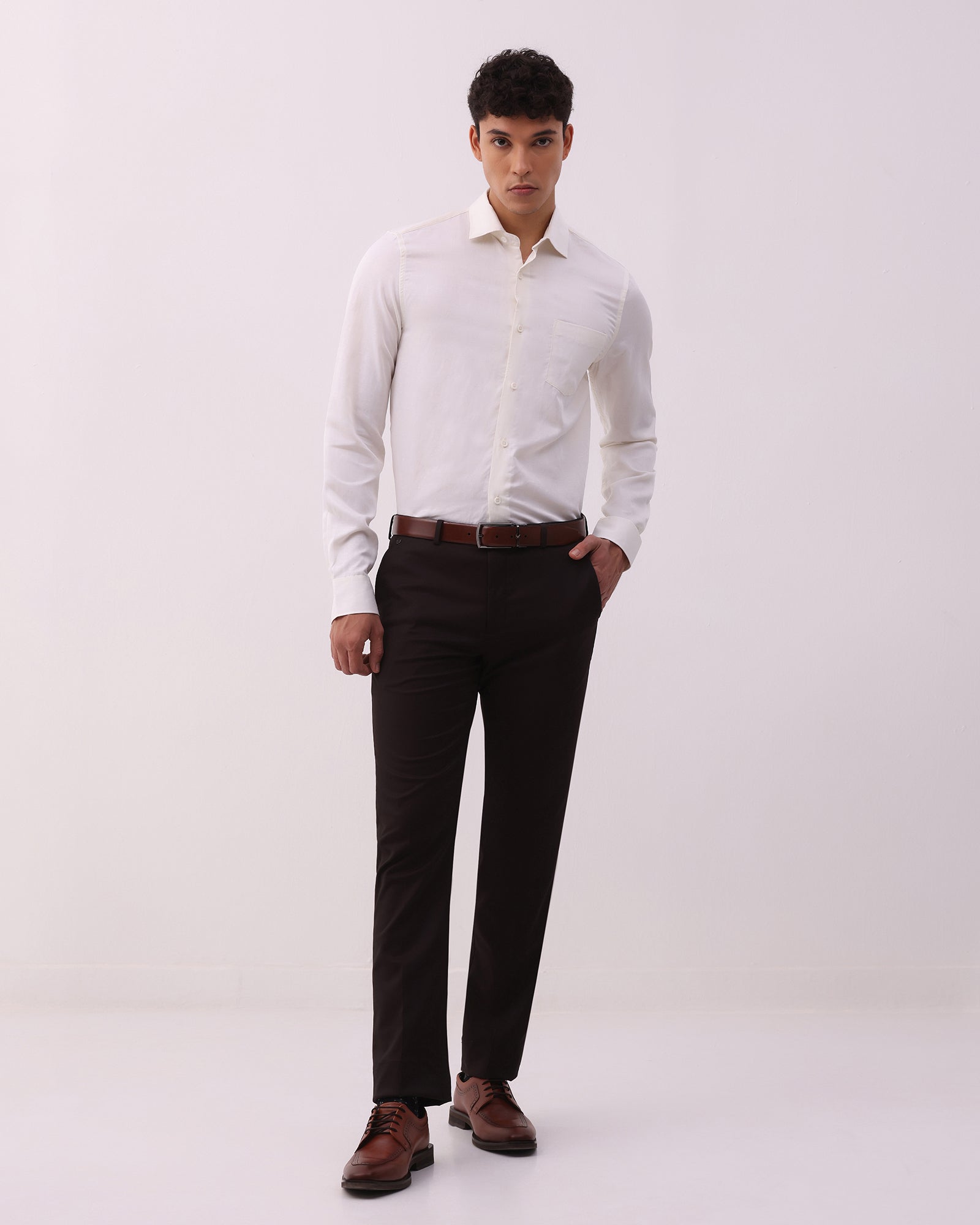 Cream Linen Solid Shirt - Kaden