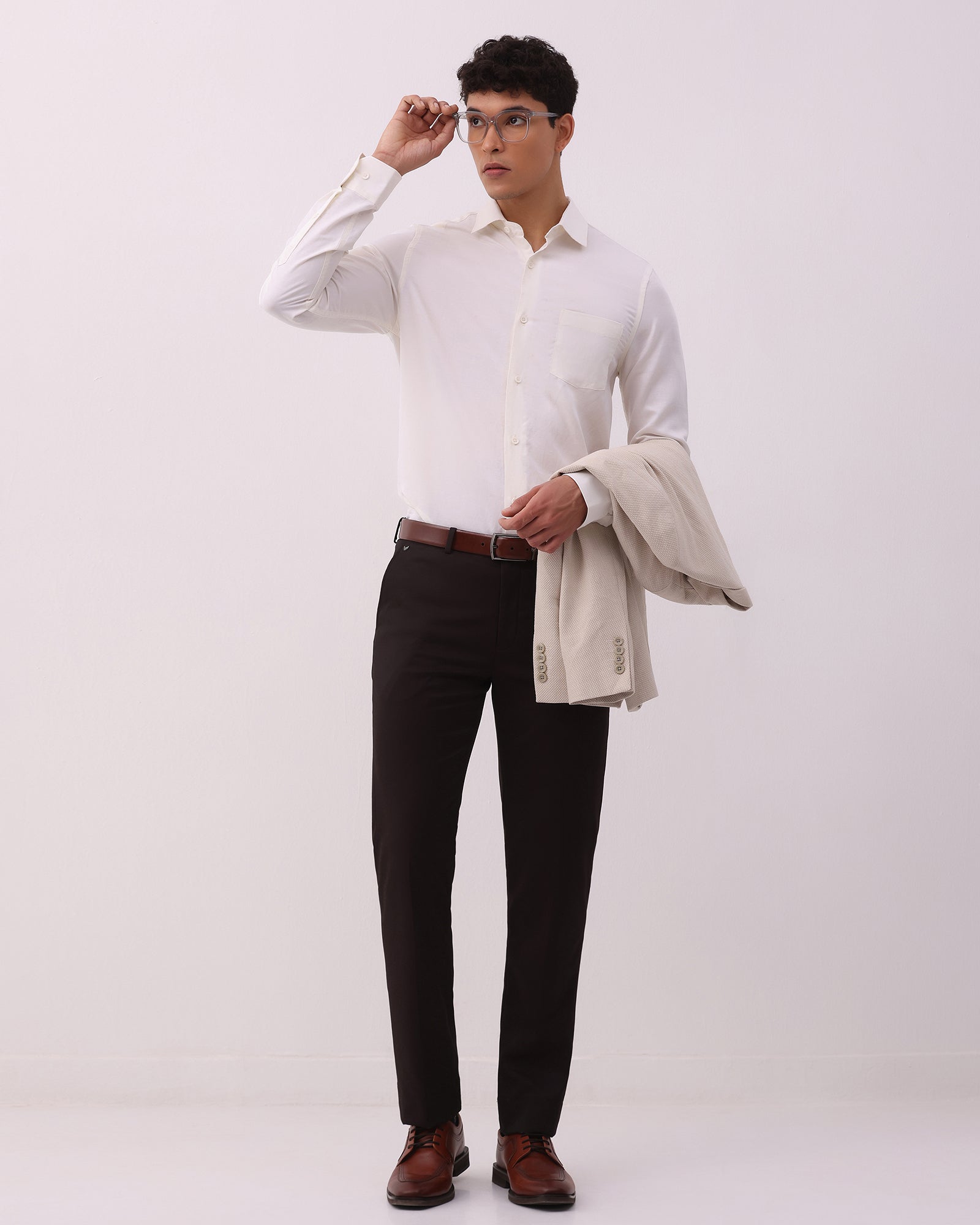 Cream Linen Solid Shirt - Kaden