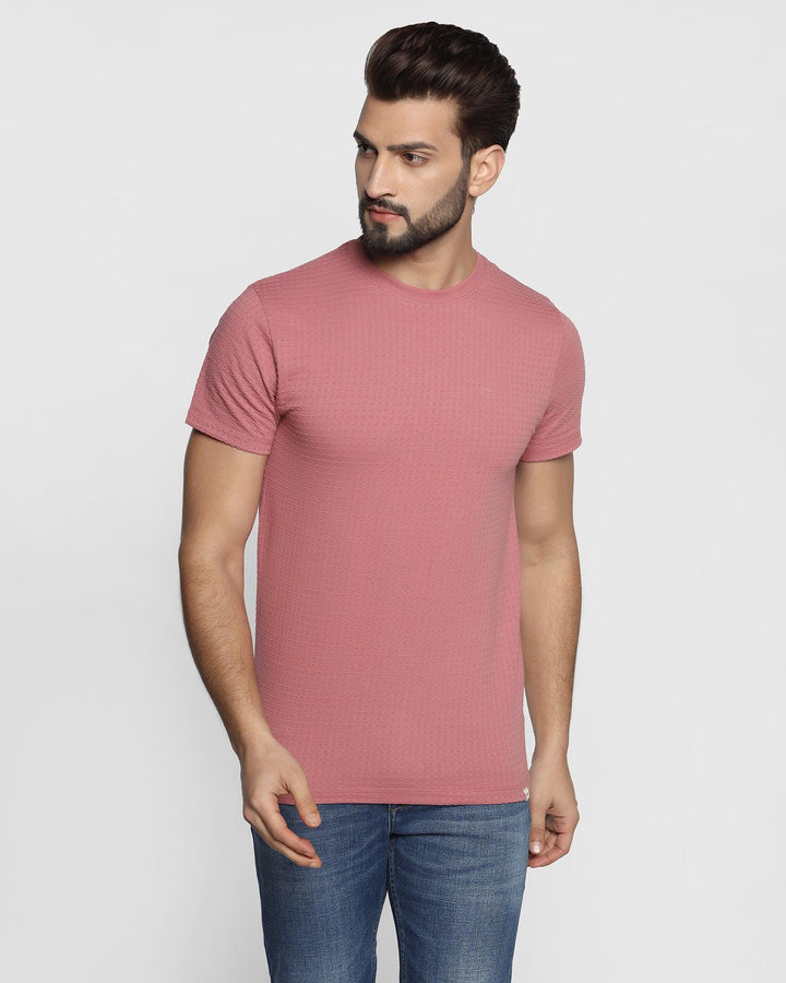 Crew Neck Dusty Pink Solid T-Shirt - Sheath