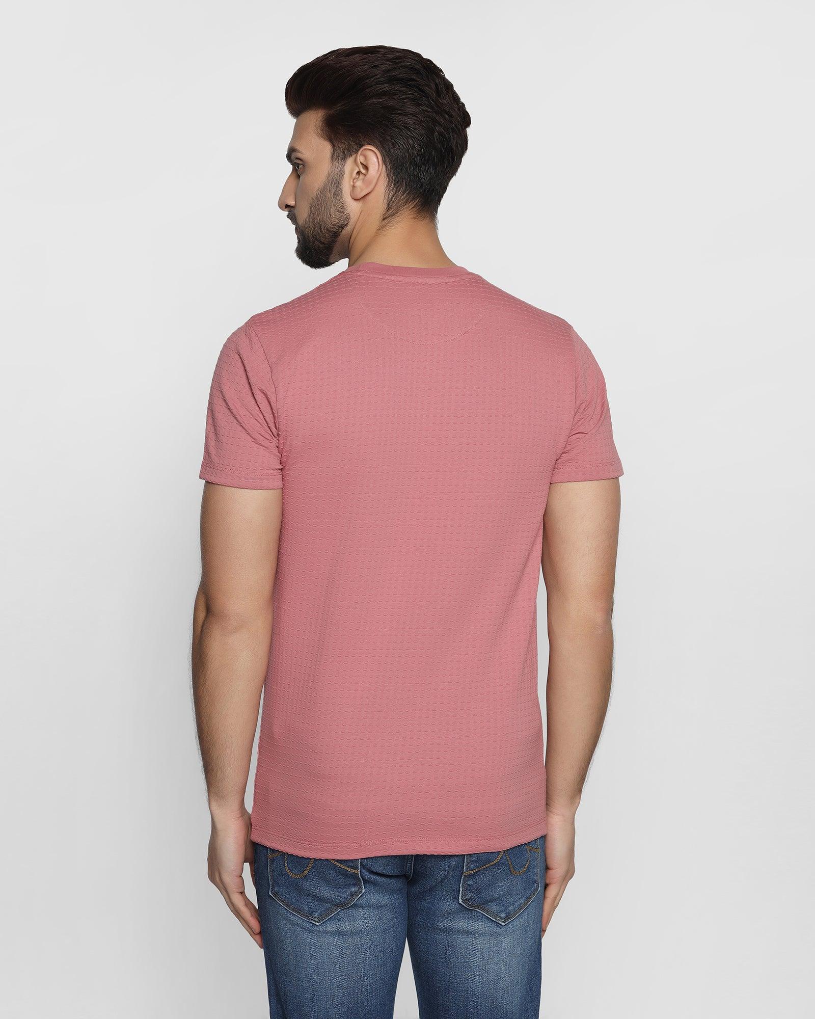 Crew Neck Dusty Pink Solid T Shirt - Sheath
