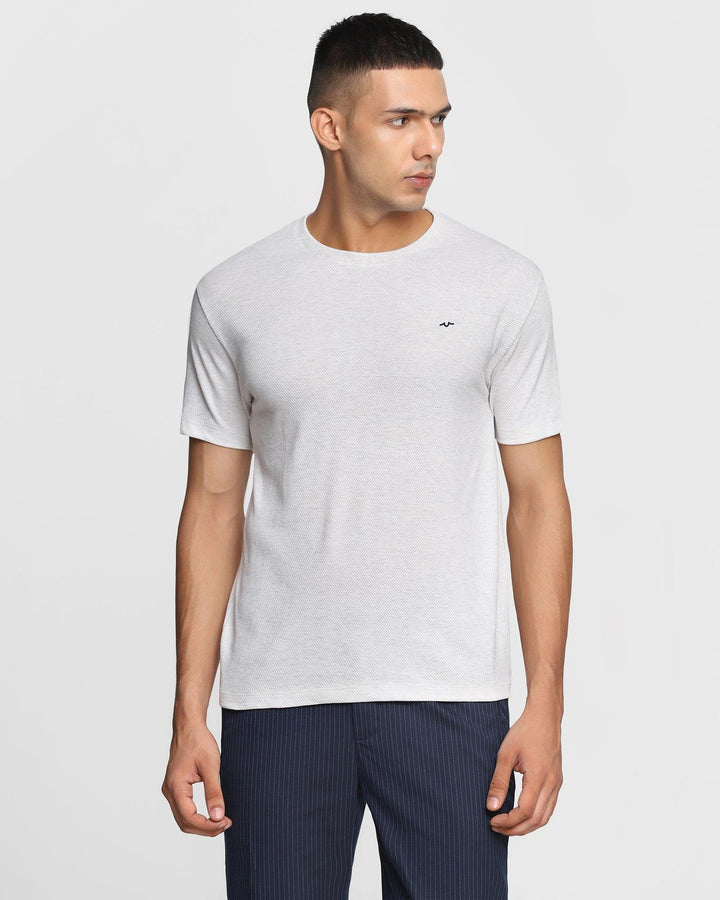 Crew Neck Grey Melange Solid T-Shirt - Solar