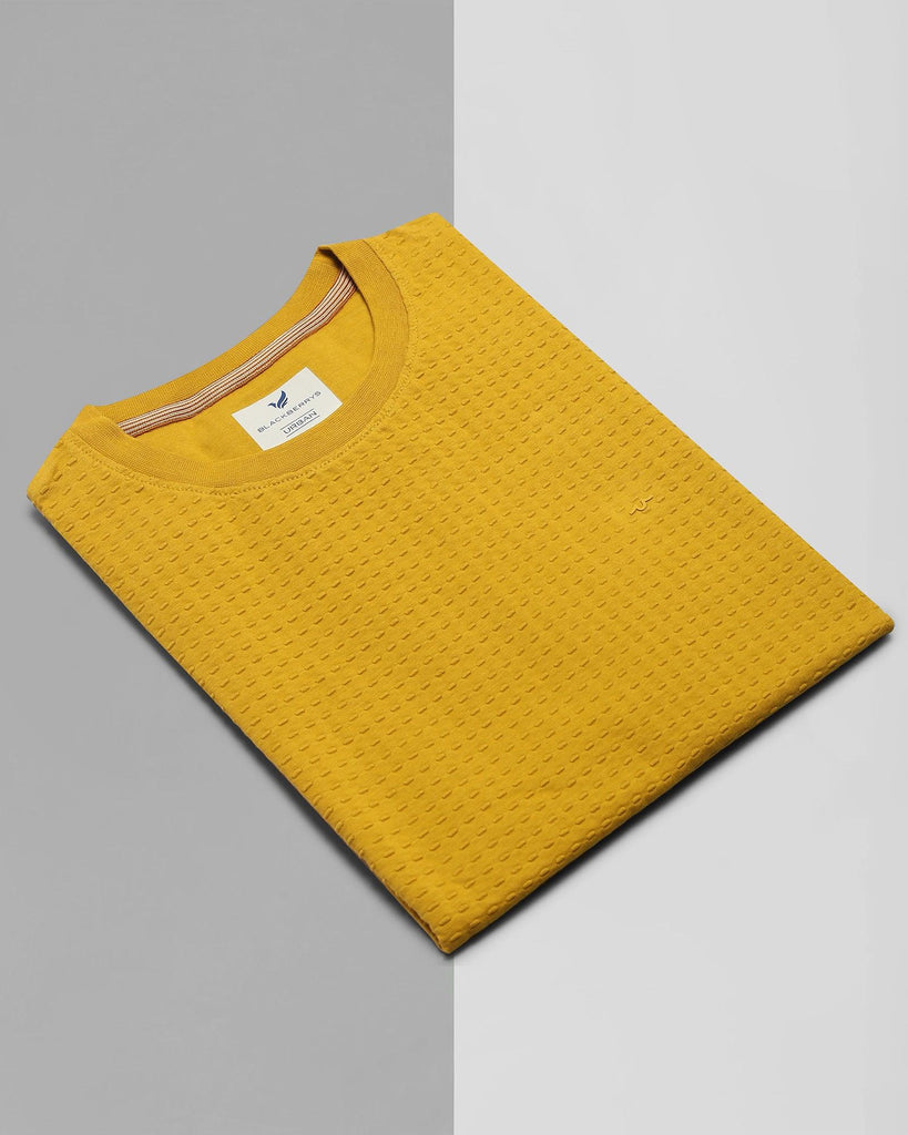 Crew Neck Ochre Yellow Solid T-Shirt - Sheath