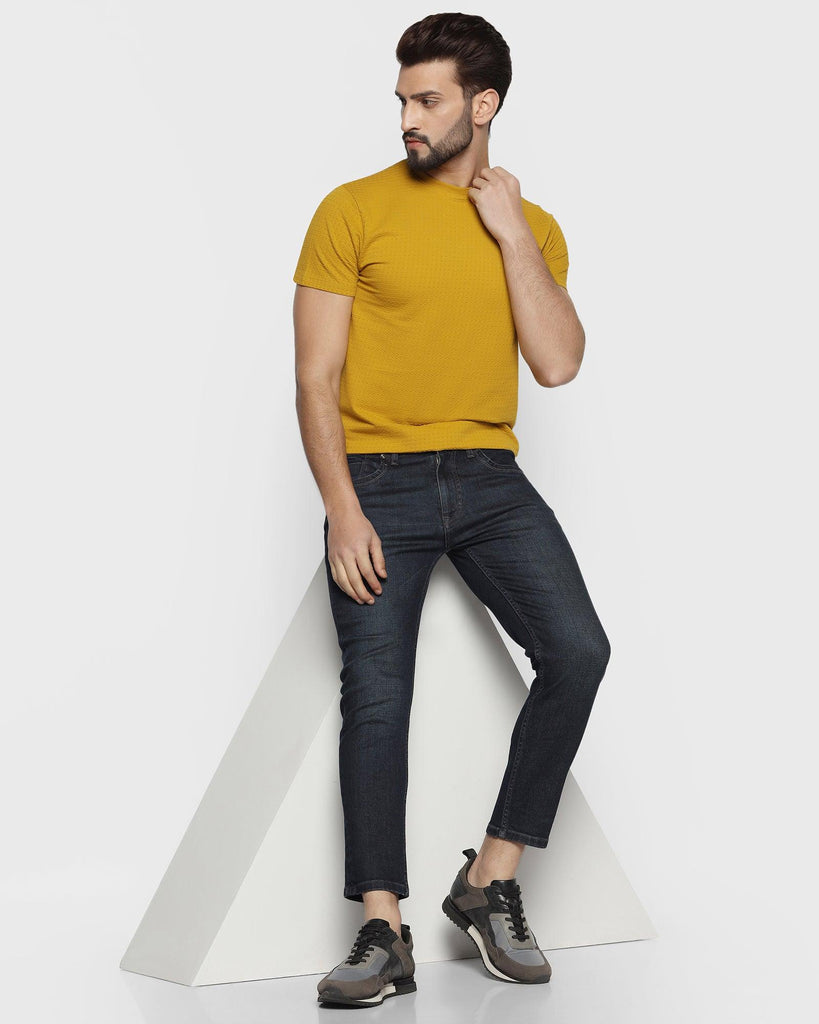 Crew Neck Ochre Yellow Solid T-Shirt - Sheath