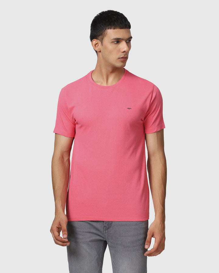 Crew Neck Rasberry Solid T-Shirt - Solar