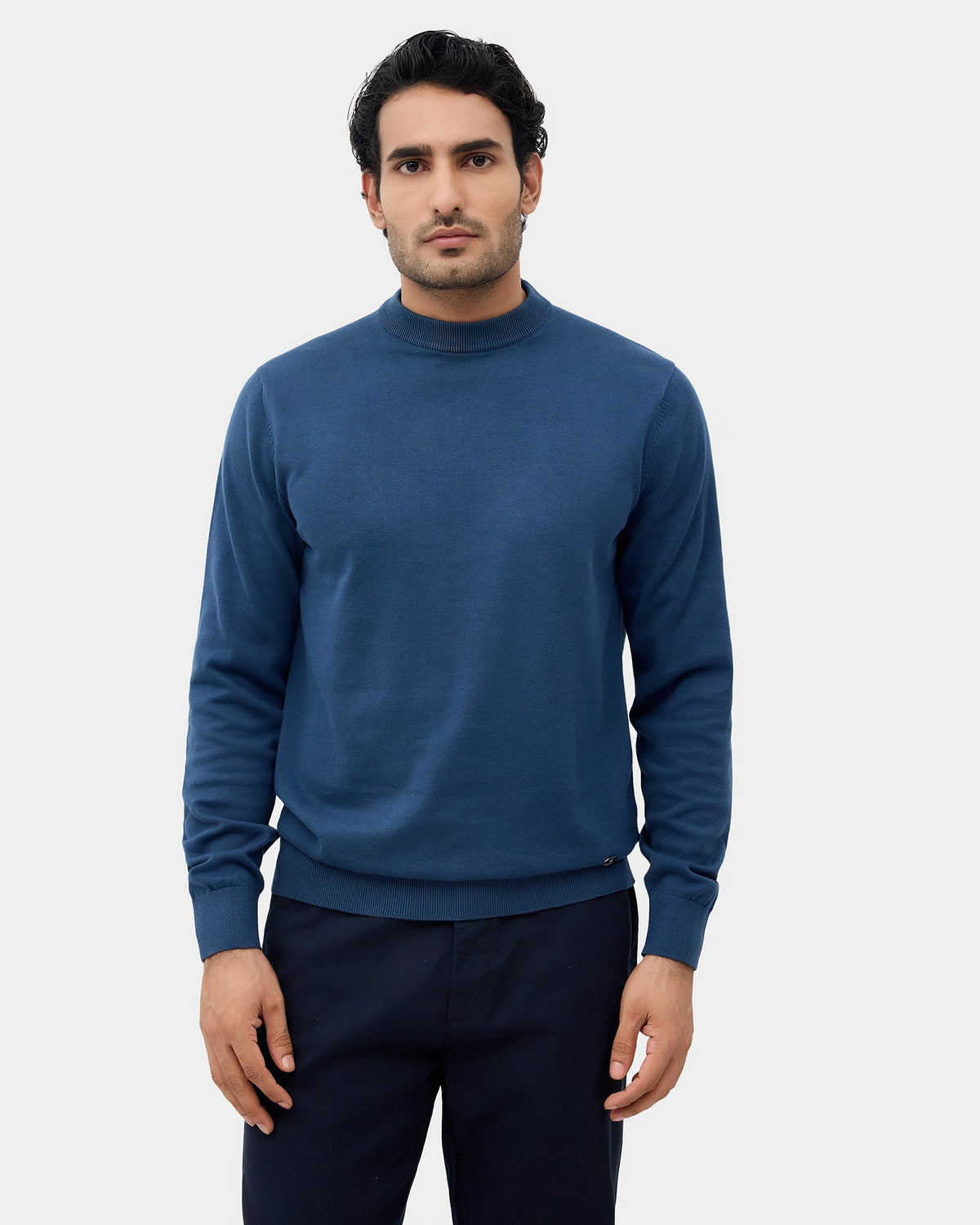 Dark Blue Solid Sweater - Mario