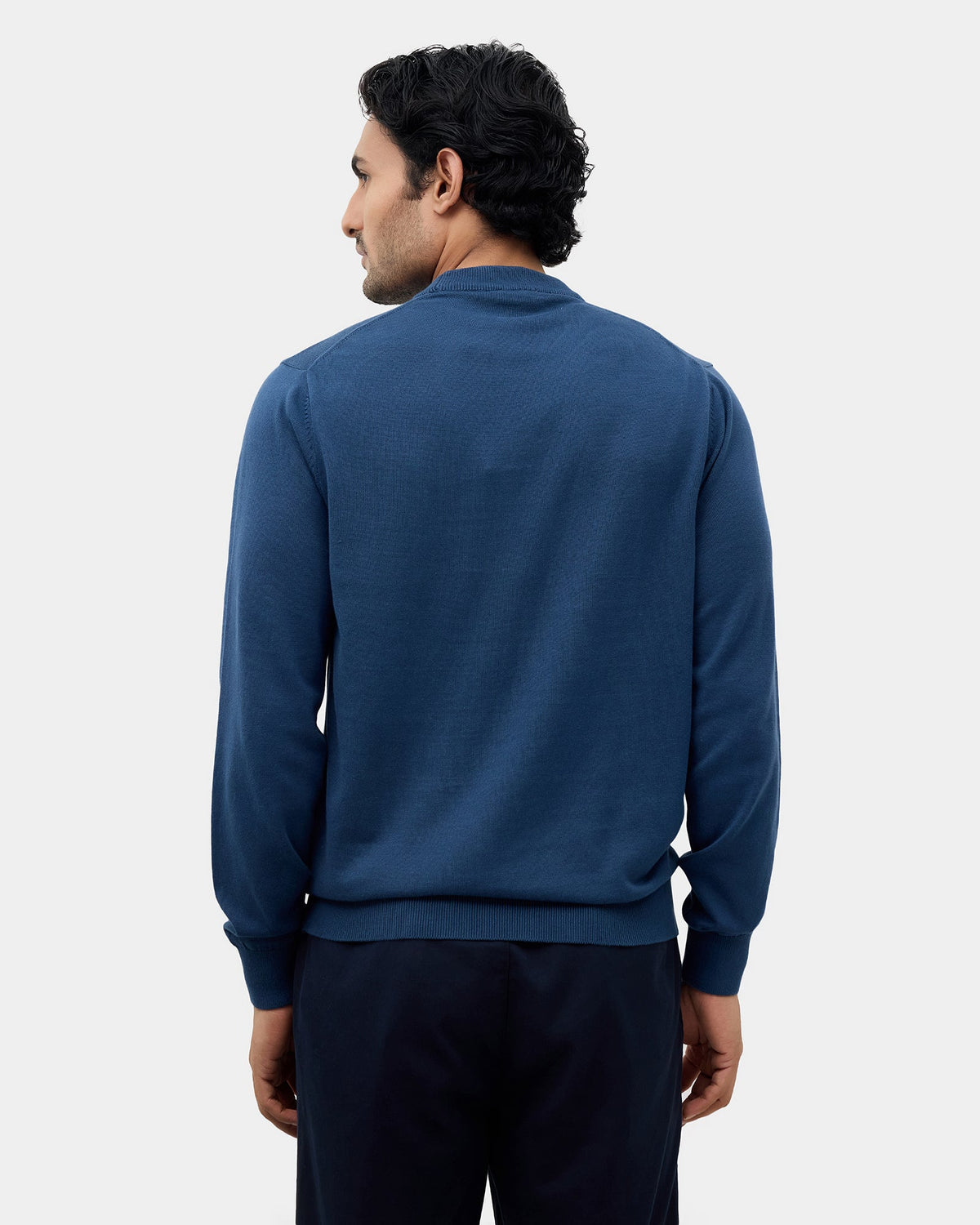 Dark Blue Solid Sweater - Mario