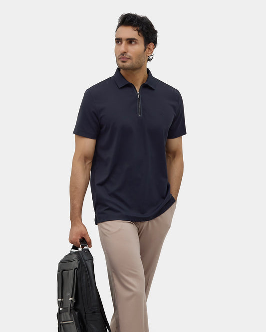 Dark Blue TechPro Solid Polo - Hanu