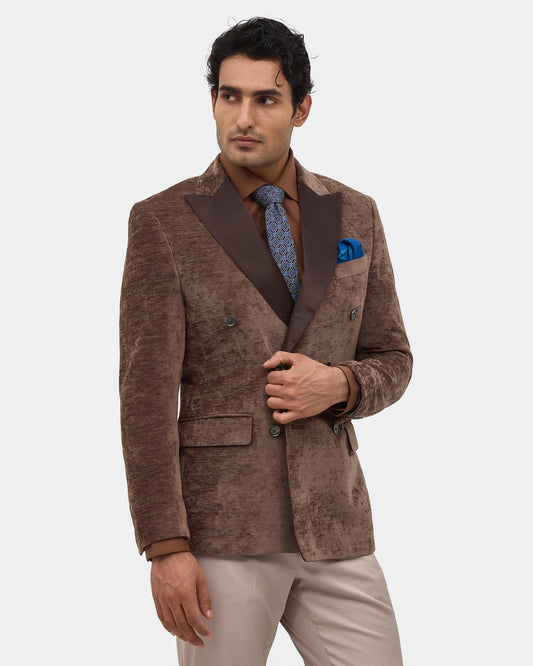 Dark Brown Solid Blazer - Callan