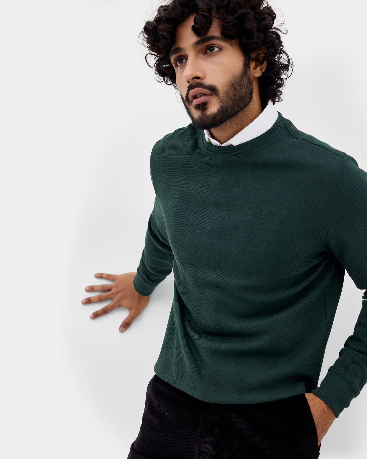 Dark Green Textured Sweatshirt - Pita