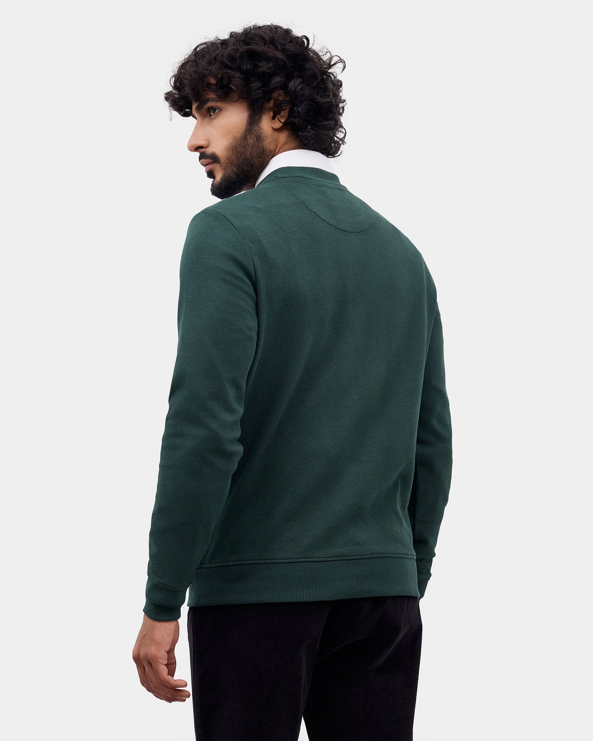 Dark Green Textured Sweatshirt - Pita