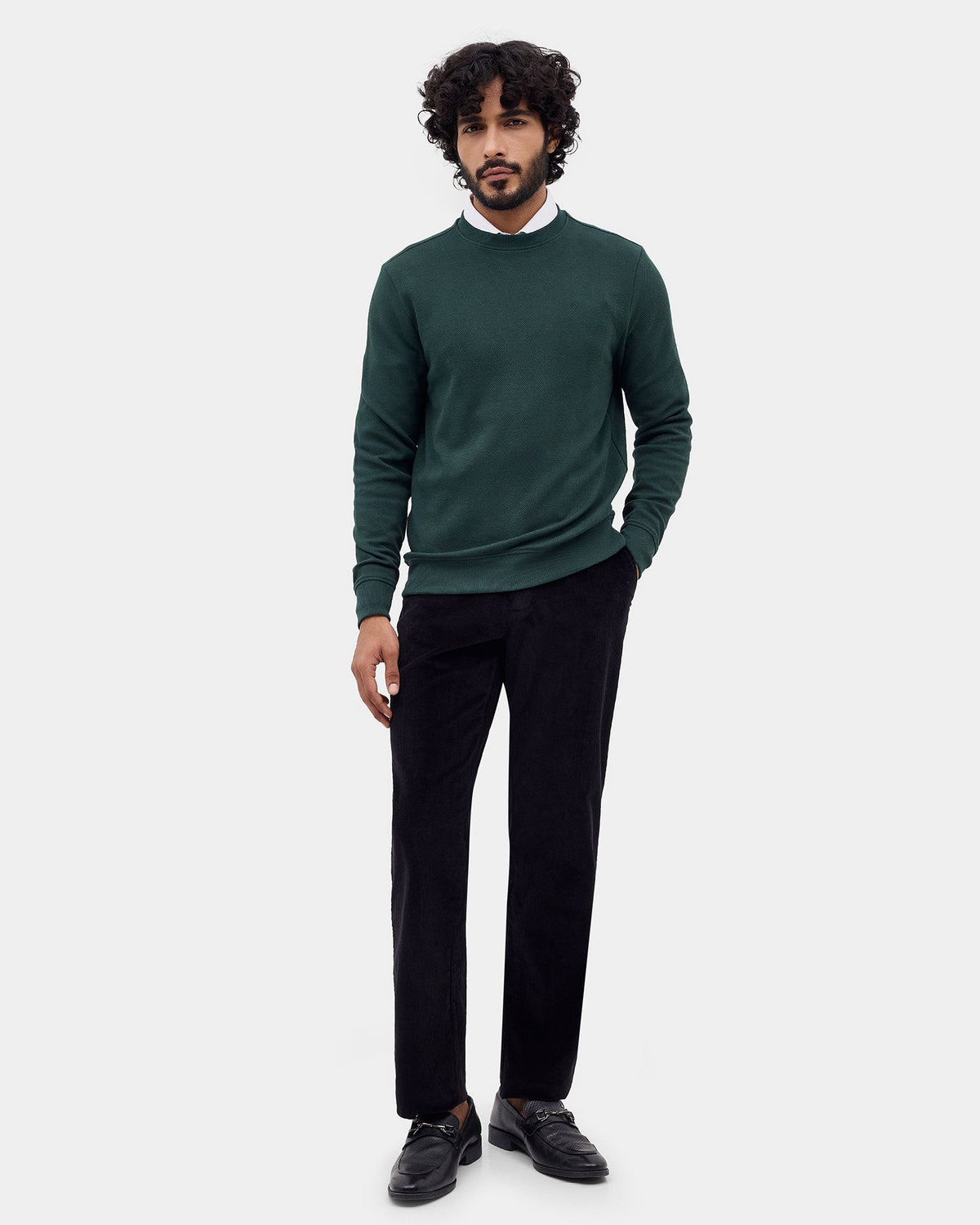 Dark Green Textured Sweatshirt - Pita