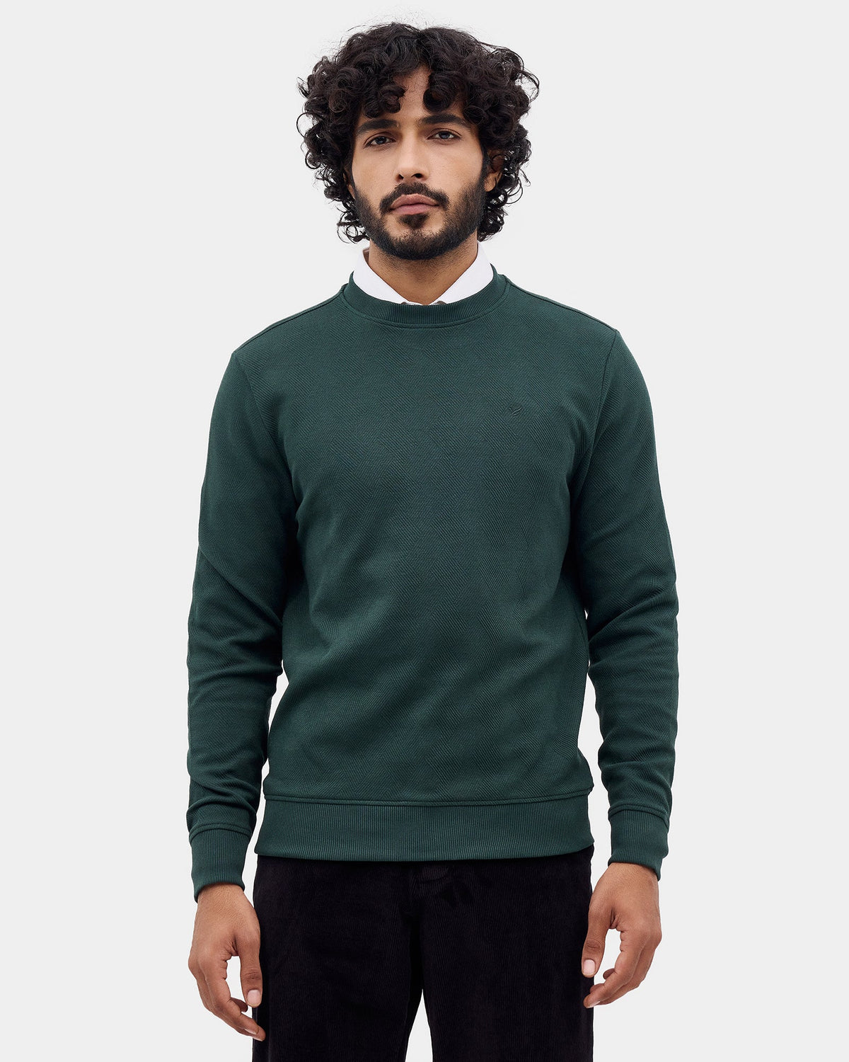 Dark Green Textured Sweatshirt - Pita