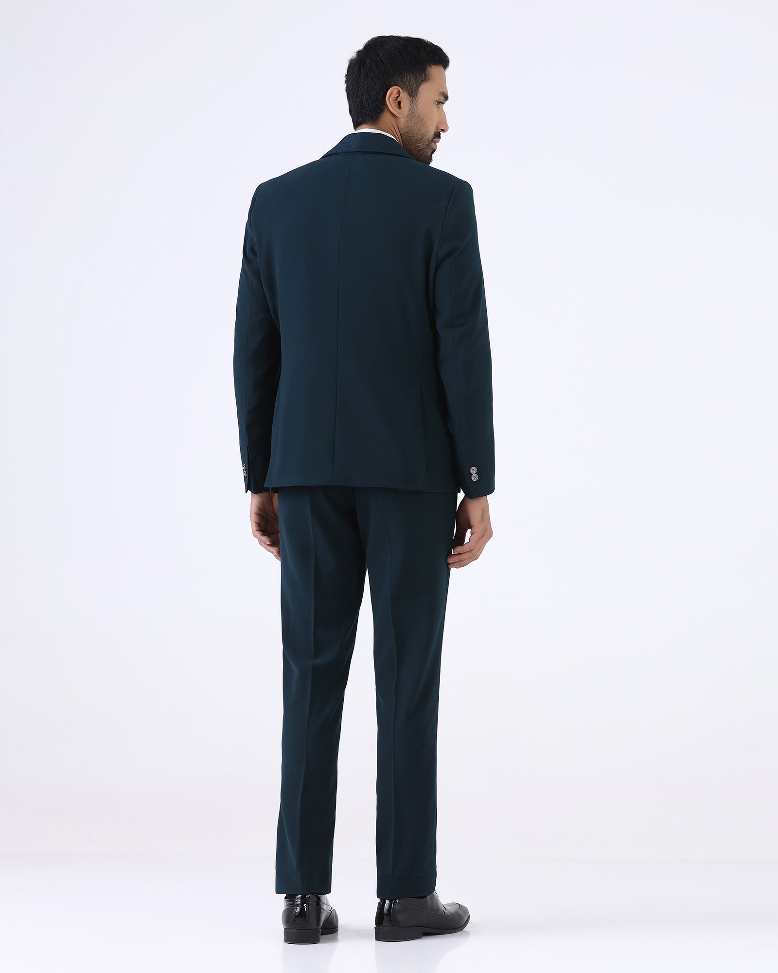 Dark Green Three Piece Textured Suit - Gerren
