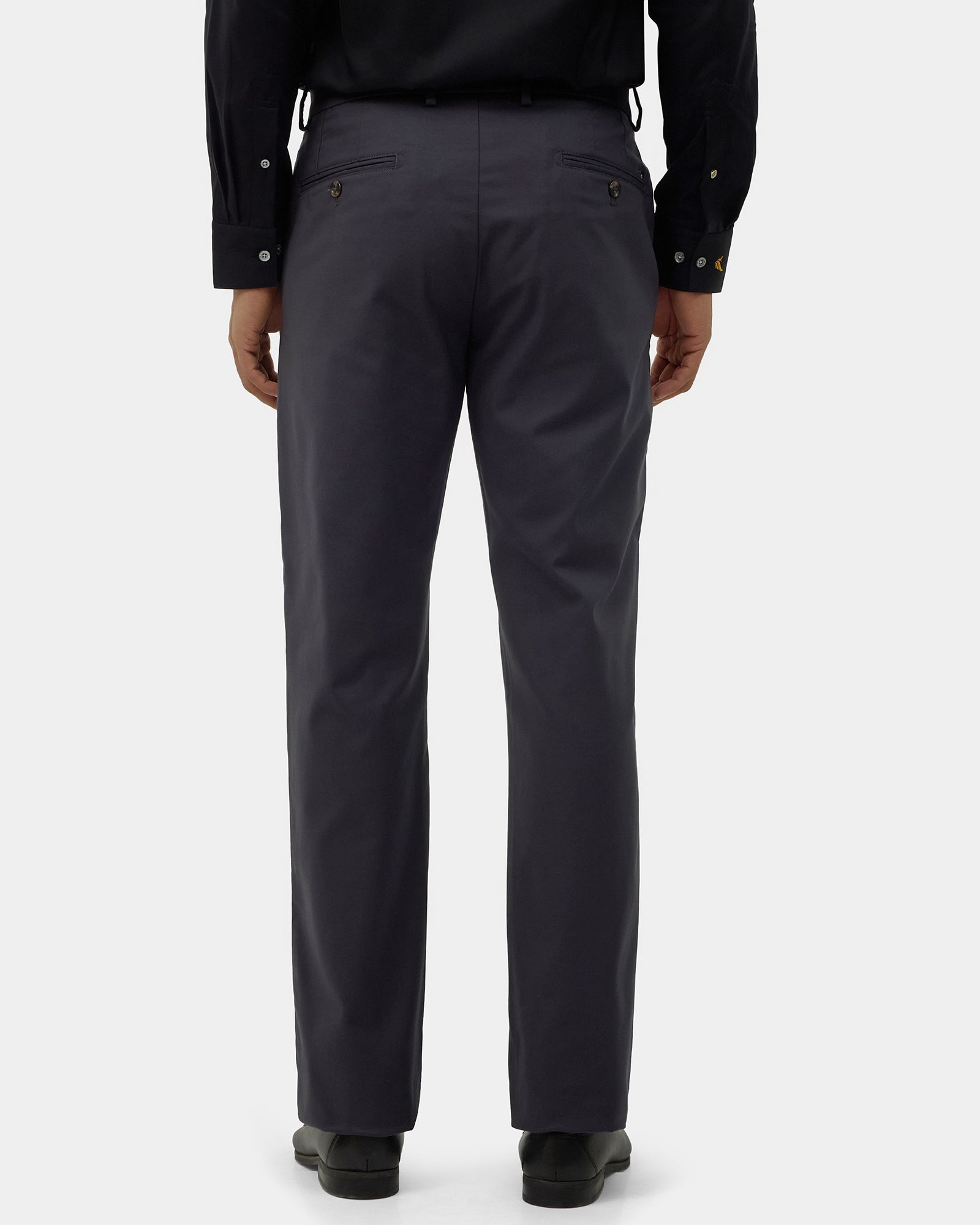 Dark Grey Unwrinkle Solid Khakis - Elgon