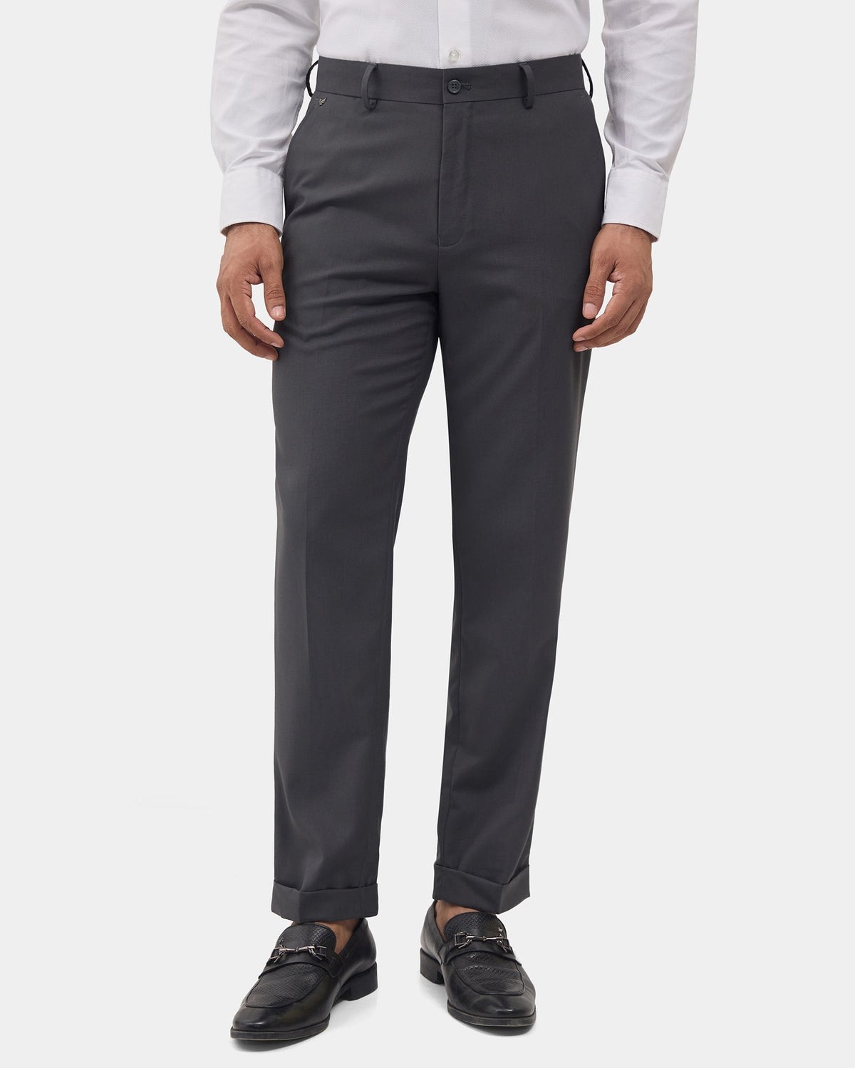 Dark Grey Solid Trouser - Tudor