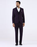 Dark Purple Three Piece Textured Suit - Gerren
