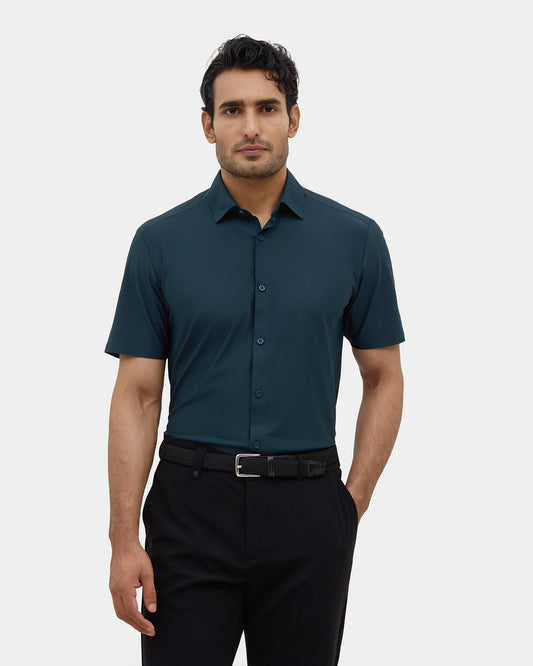 Deep Teal TechPro Textured Shirt - Kanon