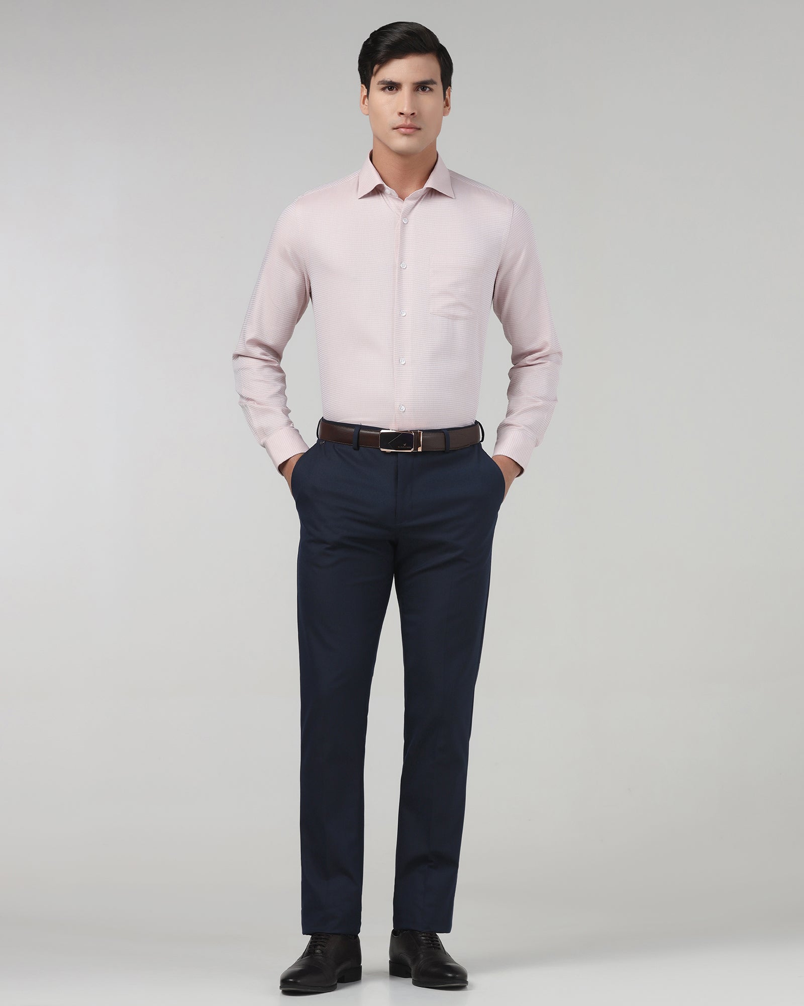 CLEAN FRONT SLIM FIT DOBBY TROUSER