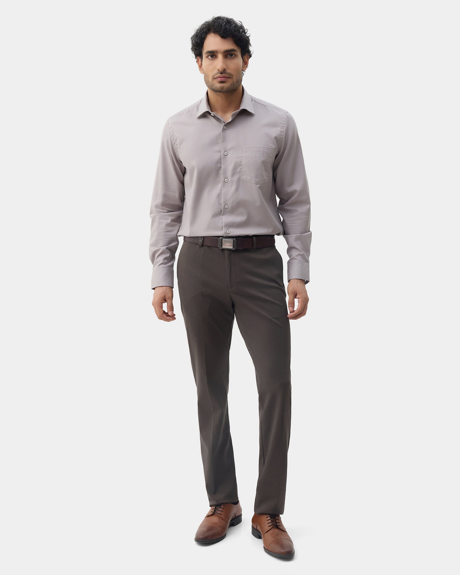 Brown Textured Trouser - Jay