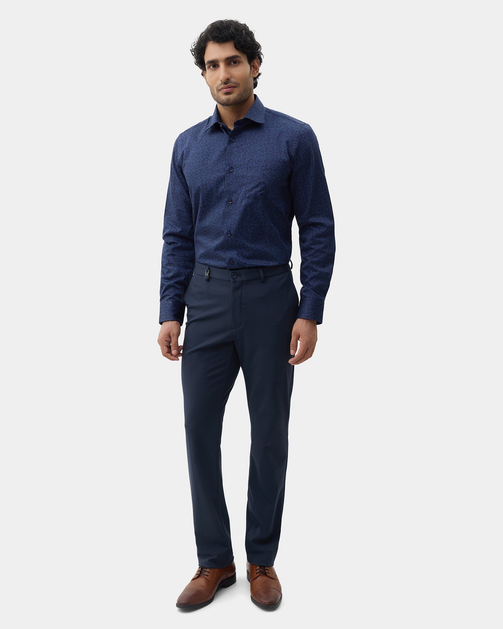 Navy Solid Trouser - Oak
