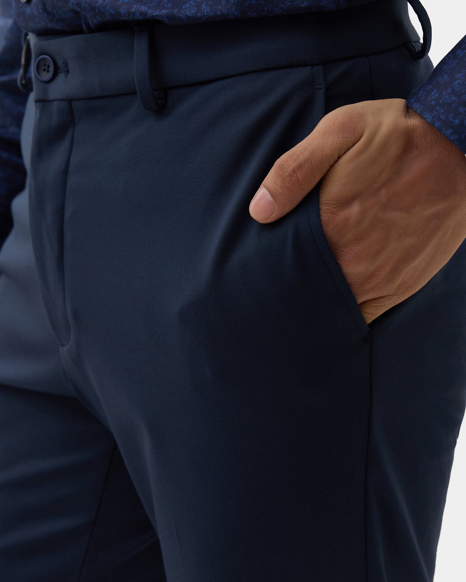 Navy Solid Trouser - Oak