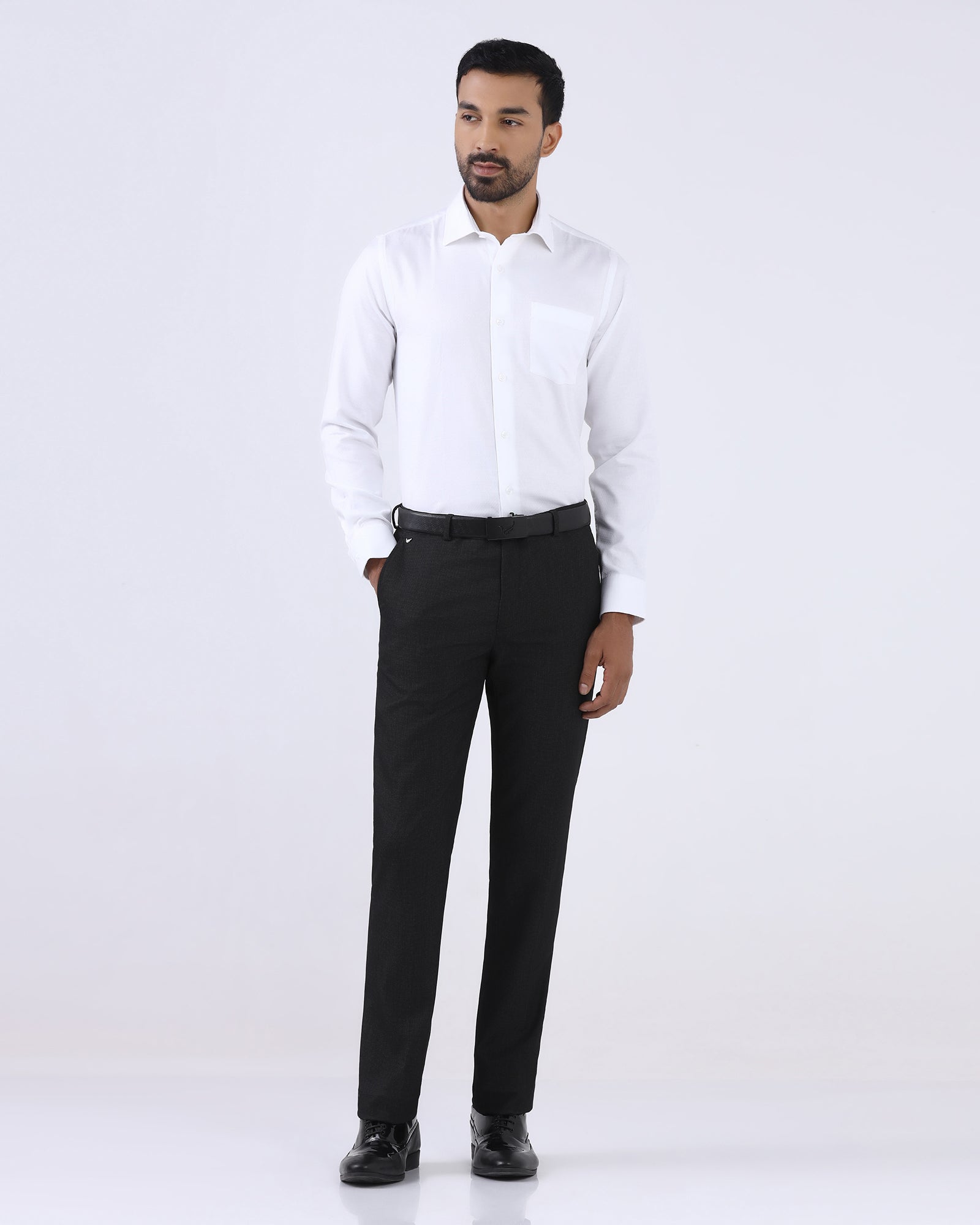 Charcoal Staples Dobby Formal Trouser - Fredious
