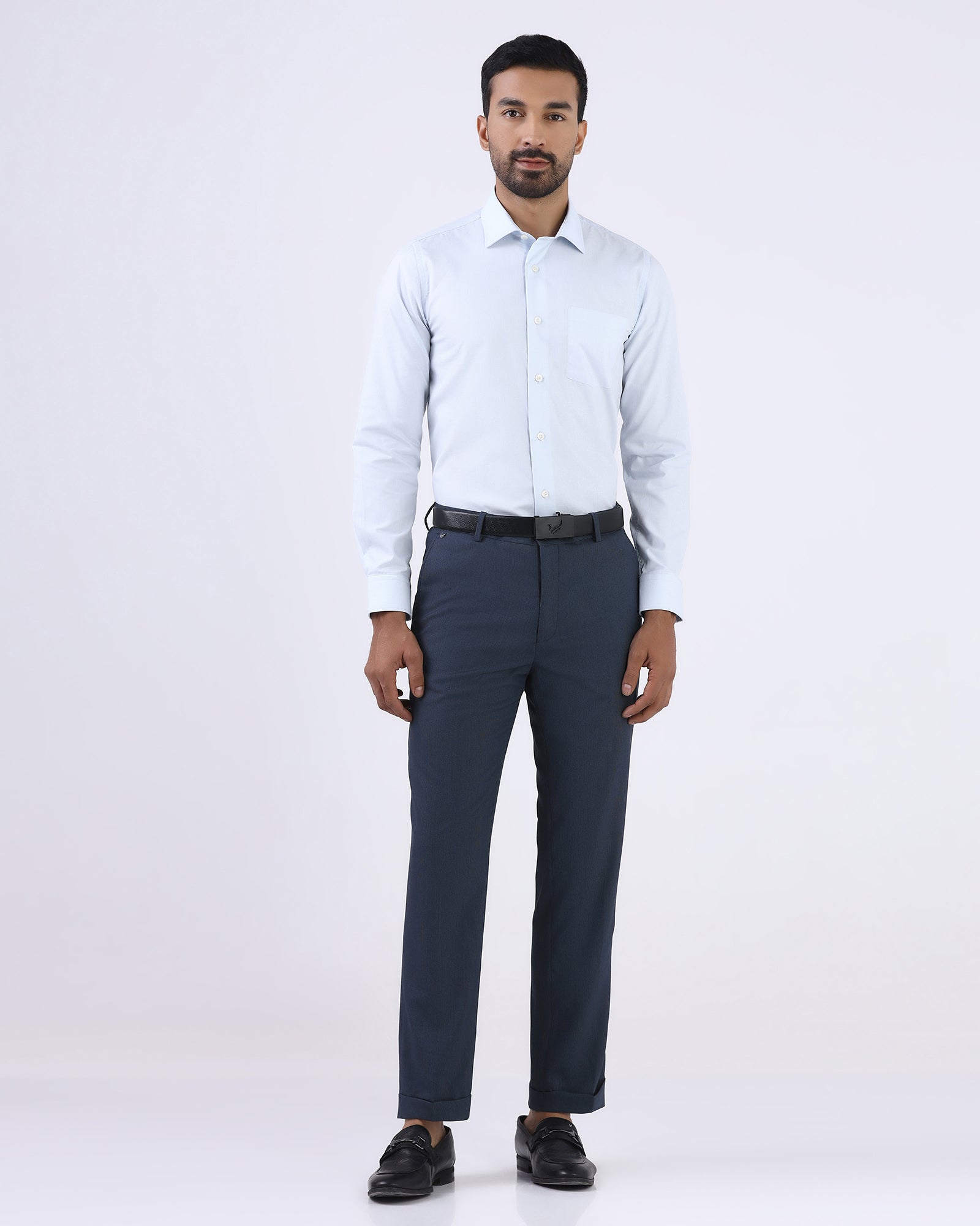 Blue Formal Dobby Formal Trouser - Benzous
