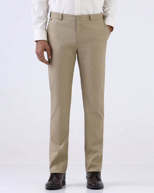 Beige Formal Dobby Formal Trouser - Anfredo