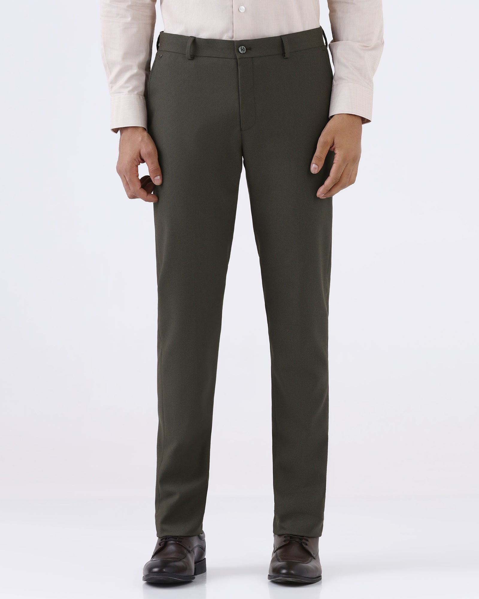 CLEAN FRONT SUPER SLIM FIT DOBBY TROUSER