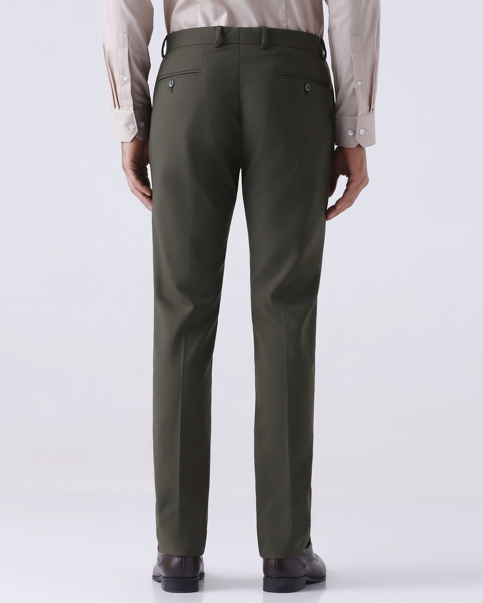 Olive Formal Dobby Formal Trouser - Anfredo