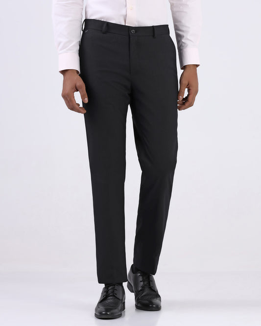 Charcoal Staples Dobby Formal Trouser - Gaezry
