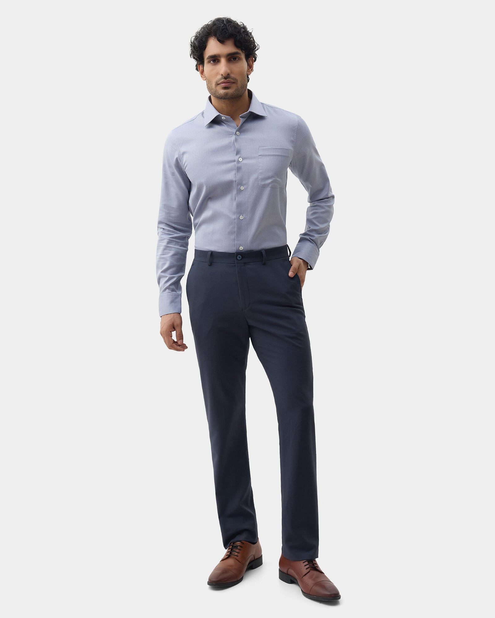 Blue Technowaist Textured Trouser - Girard