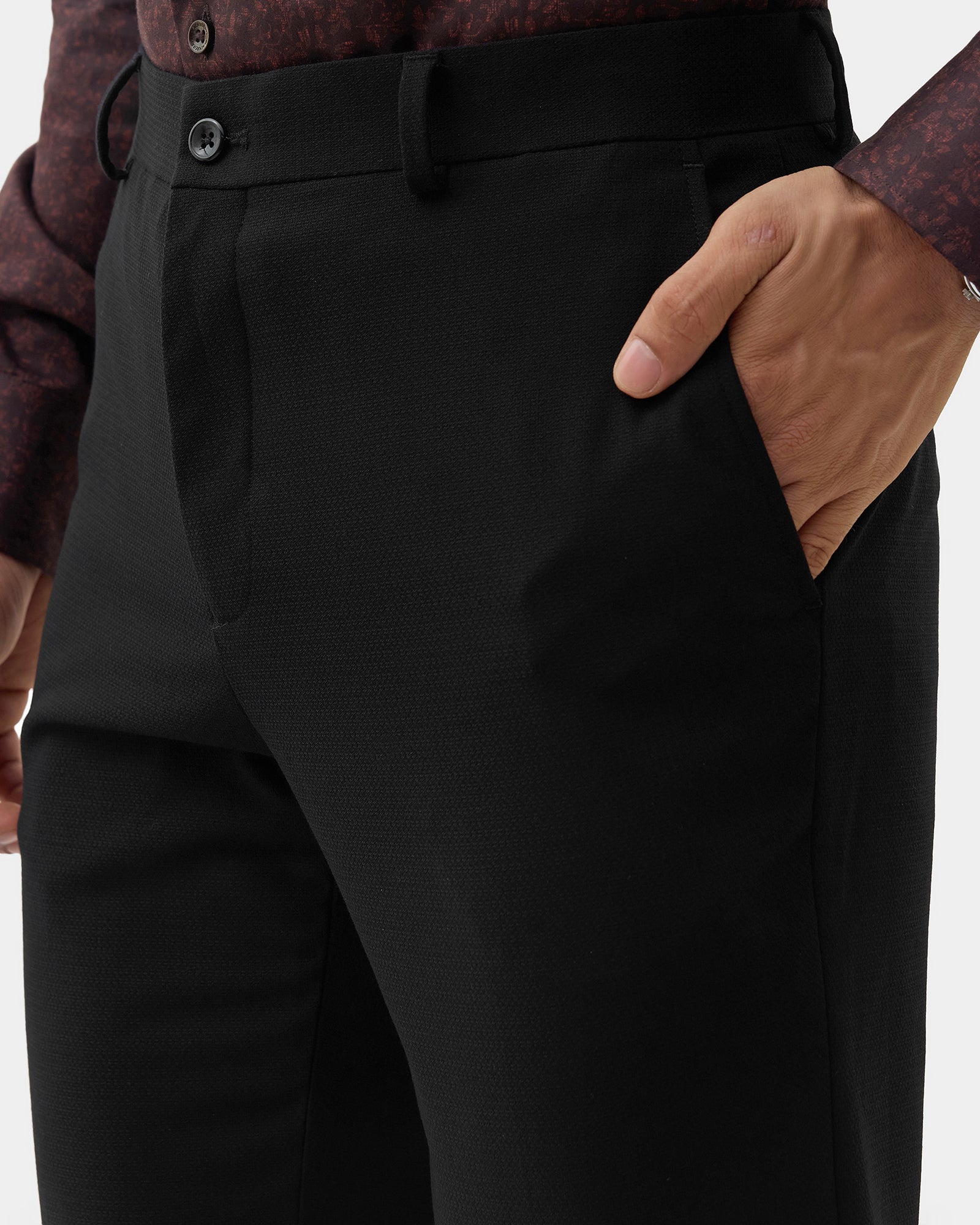 Black Technowaist Textured Trouser - Girard