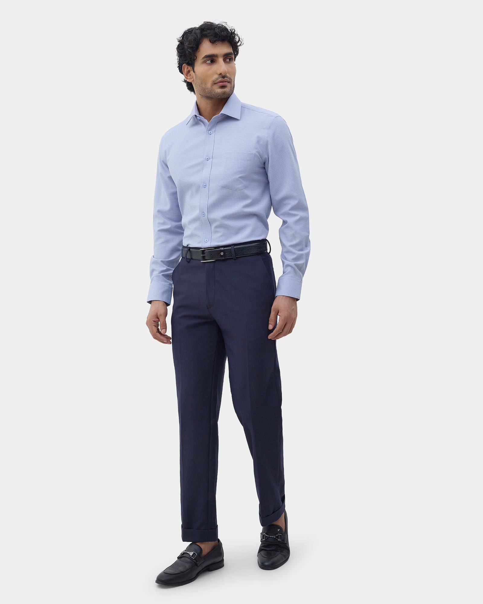 Navy Textured Trouser - Laco