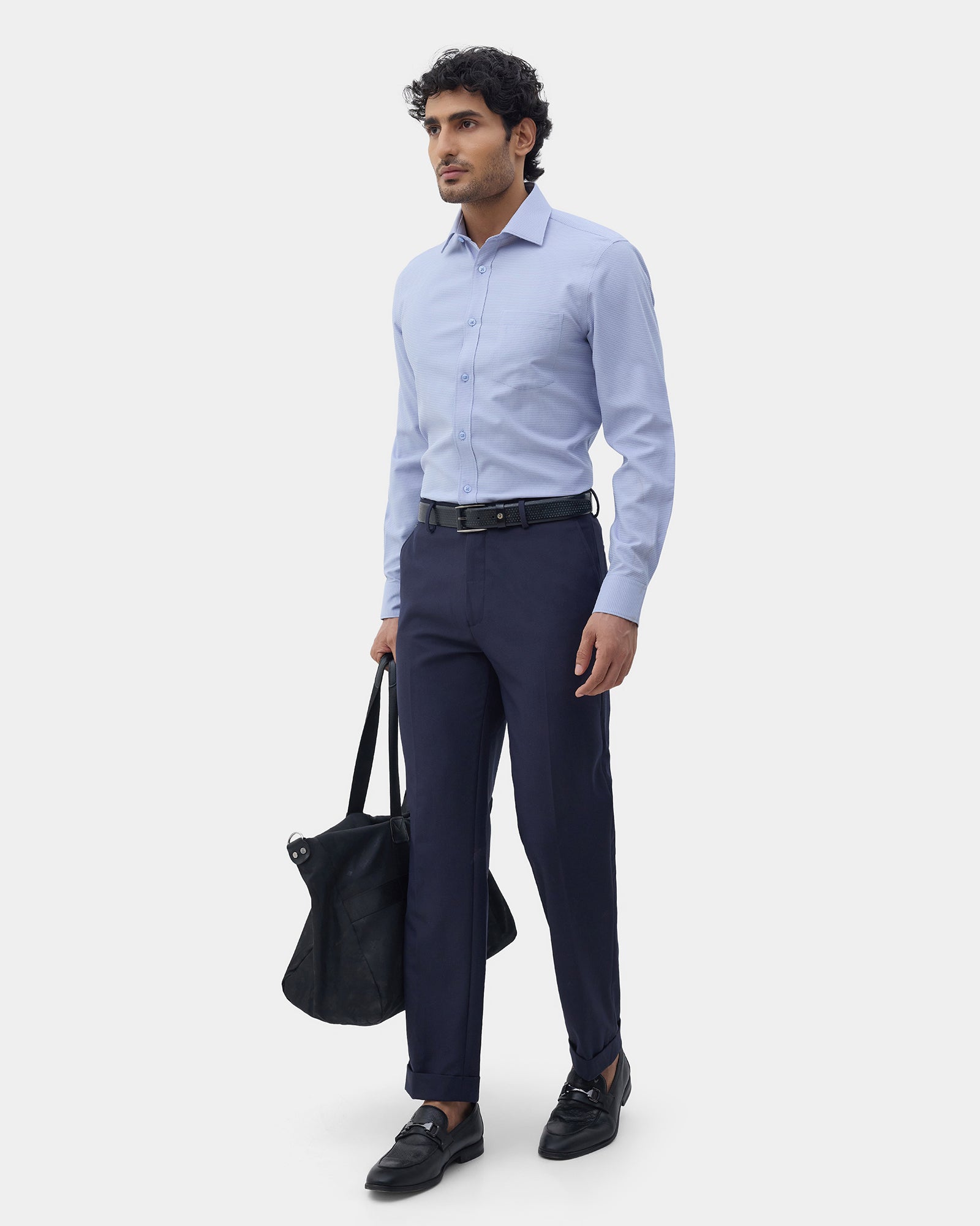 Navy Textured Trouser - Laco