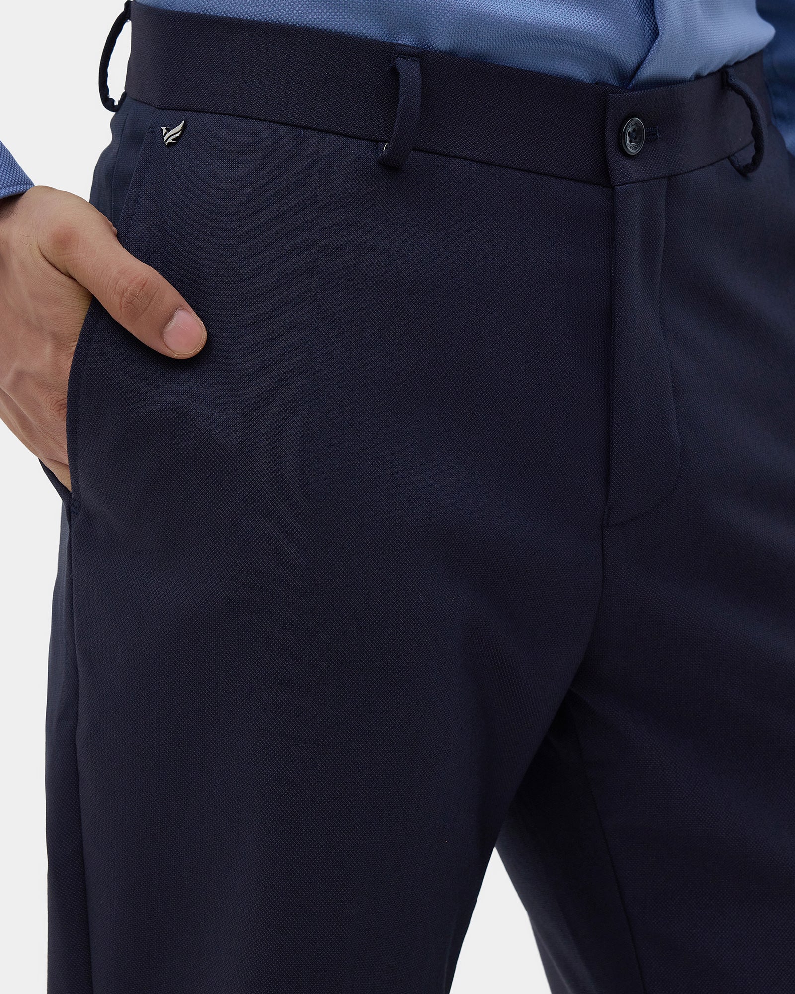Navy Textured Trouser - Credor